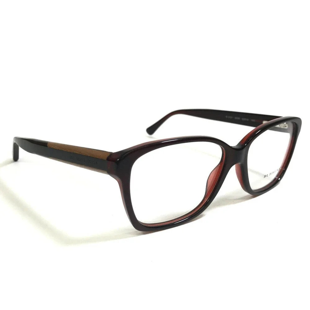 Burberry Eyeglasses Frames B 2121 3008 Burgundy Red Brown Wood Square 52-14-140